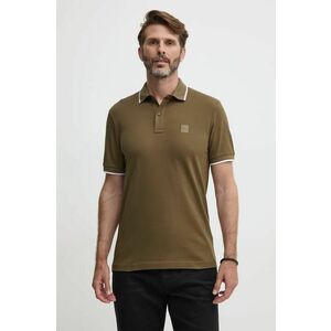 Boss Orange tricou polo barbati, culoarea verde, neted imagine