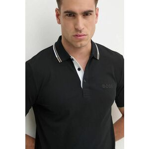 Boss Green tricou polo barbati, culoarea negru, cu imprimeu, 50469102 imagine