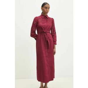 Answear Lab rochie din bumbac culoarea bordo, midi, evazati imagine