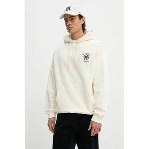 Drôle de Monsieur hanorac de bumbac Le Hoodie Slogan Fleurs barbati, culoarea bej, cu glugă, cu imprimeu, E.HO169.CO127.CM Le Hoodie Slogan Fleurs imagine