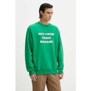 Drôle de Monsieur hanorac de bumbac Le Sweatshirt Slogan barbati, culoarea verde, cu imprimeu, E.SW149.CO127.GN Le Sweatshirt Slogan imagine