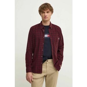 Pepe Jeans cămașă de catifea MAREL culoarea bordo, cu guler button-down, regular, PM308725 imagine