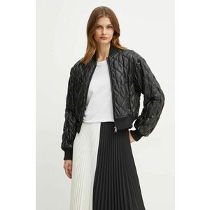 Karl Lagerfeld geaca bomber femei, culoarea negru, de tranzitie, 246W1509 imagine