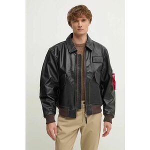 Alpha Industries geaca de piele barbati, culoarea maro, de tranzitie, oversize, 100109 imagine