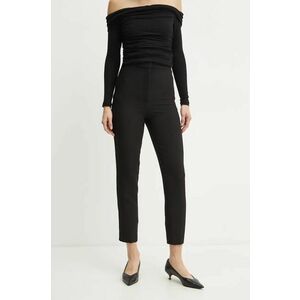 Bardot pantaloni TAILORED femei, culoarea negru, fason tigareta, high waist, 59618PB imagine