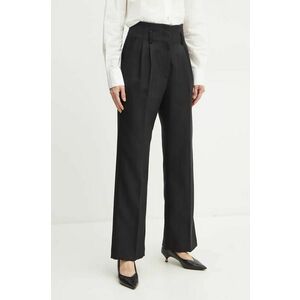 Forte Forte pantaloni de lana culoarea negru, drept, high waist, 13225_my pants imagine