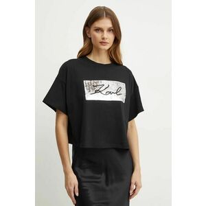 Karl Lagerfeld tricou din bumbac femei, culoarea negru, 246W1708 imagine