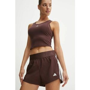 adidas Performance pantaloni scurți de antrenament Hyperglam culoarea maro, cu imprimeu, high waist, IX3224 imagine