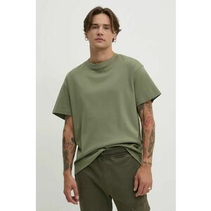 Solid tricou din bumbac barbati, culoarea verde, neted imagine