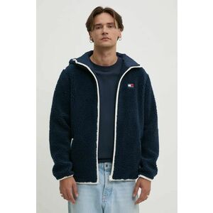 Tommy Jeans hanorac fleece culoarea albastru marin, cu glugă, cu imprimeu, DM0DM19224 imagine