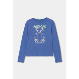 United Colors of Benetton longsleeve din bumbac pentru copii culoarea violet imagine