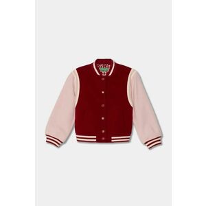 United Colors of Benetton geaca bomber pentru copii din amestec de lana culoarea bordo, 20PYCN04P imagine