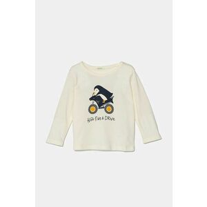 United Colors of Benetton longsleeve din bumbac pentru bebeluși culoarea bej, cu imprimeu, 3ATNA105I imagine