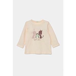 United Colors of Benetton longsleeve din bumbac pentru bebeluși culoarea roz, 3ATNA105F imagine