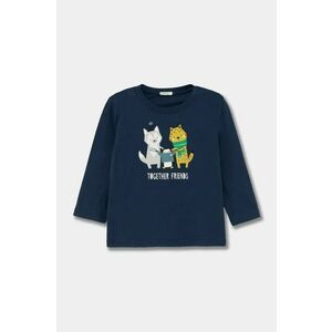 United Colors of Benetton longsleeve din bumbac pentru bebeluși culoarea albastru marin, cu imprimeu, 3ATNA105F imagine