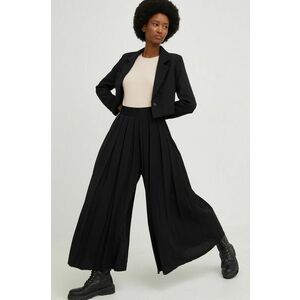 Answear Lab pantaloni femei, culoarea negru, lat, high waist imagine