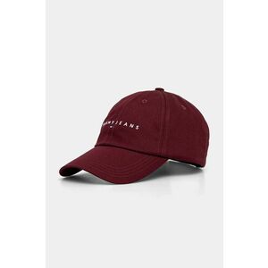 Tommy Jeans șapcă de baseball din bumbac culoarea bordo, cu imprimeu, AW0AW16868 imagine