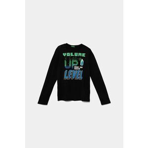 United Colors of Benetton longsleeve din bumbac pentru copii culoarea negru, cu imprimeu, 3ATNC10KT imagine