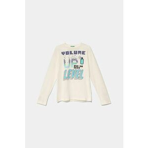 United Colors of Benetton longsleeve din bumbac pentru copii culoarea bej, cu imprimeu, 3ATNC10KT imagine