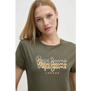 Pepe Jeans tricou din bumbac GALEY femei, culoarea verde, PL505941 imagine