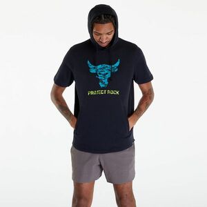 Hanorac Under Armour Project Rock Payoff Short Sleeve Terry Hoodie Black/ Coastal Teal imagine