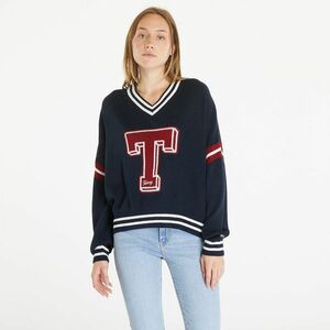 Pulover Tommy Jeans Letterman Sweater Blue imagine