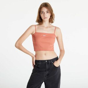 Top Nike NSW Essential Ribbed Crop Top Madder Root/ White imagine