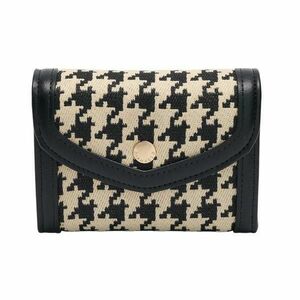 Portmoneu Negru cu Capsa si Imprimeu Houndstooth imagine