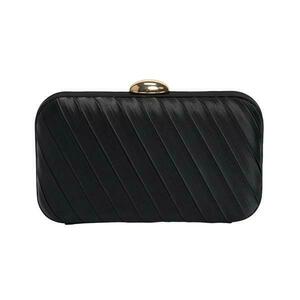 Clutch Tess Negru satinat Tip Poseta Cu Pliuri imagine