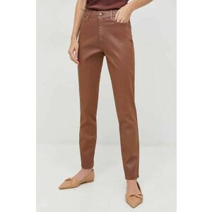 Marella pantaloni femei, culoarea maro, mulata, high waist imagine