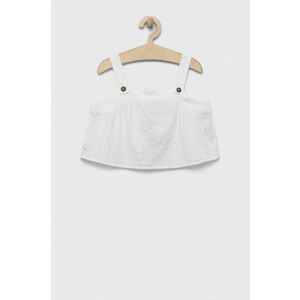 United Colors of Benetton bluza de bumbac pentru copii culoarea alb, neted imagine