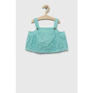 United Colors of Benetton bluza de bumbac pentru copii culoarea turcoaz, neted imagine