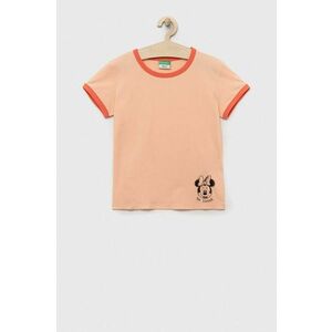 United Colors of Benetton tricou de bumbac pentru copii culoarea portocaliu imagine