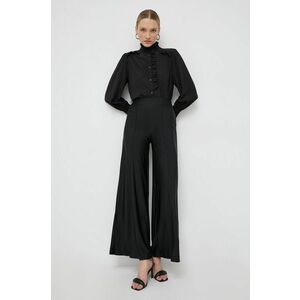 Notes du Nord pantaloni femei, culoarea negru, lat, high waist imagine