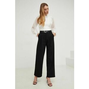 Answear Lab pantaloni femei, culoarea negru, drept, high waist imagine