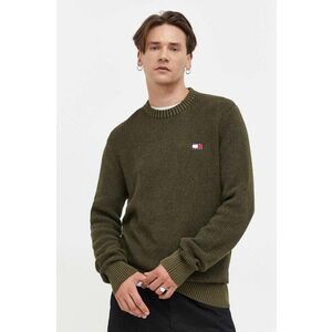 Tommy Jeans pulover de bumbac culoarea verde imagine