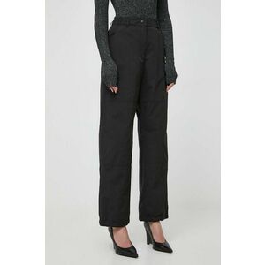 Weekend Max Mara pantaloni femei, culoarea negru, drept, high waist imagine