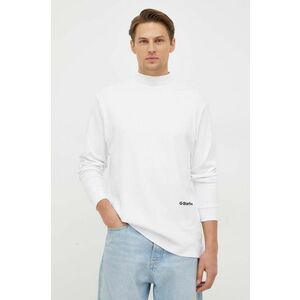 G-Star Raw longsleeve din bumbac culoarea alb, neted imagine