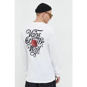 Vans longsleeve din bumbac culoarea alb, cu imprimeu imagine