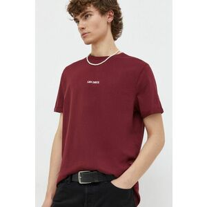 Les Deux tricou din bumbac barbati, culoarea bordo, cu imprimeu imagine