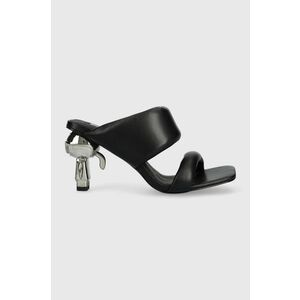 Karl Lagerfeld slapi de piele IKON HEEL femei, culoarea negru, cu toc drept, KL39005 imagine