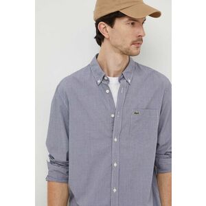 Lacoste camasa din bumbac barbati, culoarea albastru marin, cu guler button-down, regular imagine