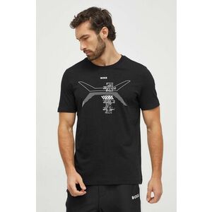 Boss Green tricou din bumbac barbati, culoarea negru, cu imprimeu imagine