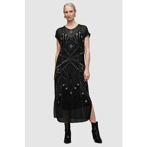 AllSaints rochie Etta culoarea negru, midi, drept imagine