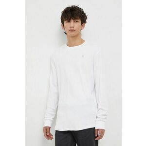 G-Star Raw longsleeve din bumbac culoarea alb, neted imagine