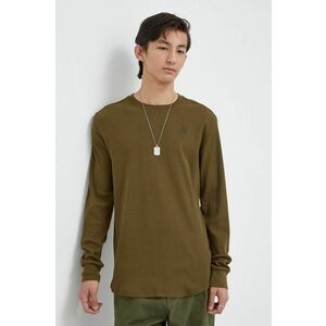 G-Star Raw longsleeve din bumbac culoarea verde, neted imagine