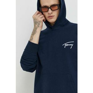 Tommy Jeans hanorac de bumbac bărbați, culoarea bleumarin, cu glugă, imprimeu DM0DM17990 imagine