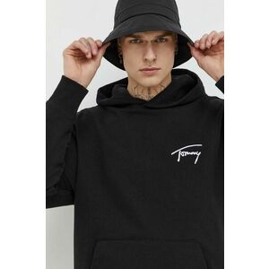 Tommy Jeans hanorac de bumbac bărbați, culoarea negru, cu glugă, imprimeu DM0DM17990 imagine