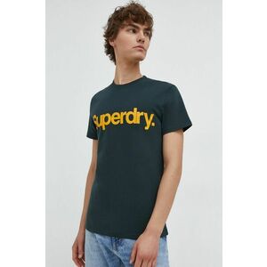 Superdry tricou din bumbac barbati, culoarea verde, cu imprimeu imagine