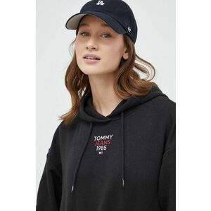 Tommy Jeans bluză femei, culoarea negru, cu glugă, imprimeu DW0DW17322 imagine